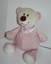 Sugar Loaf Soft Baby Toy Teddy Bear 14&quot; Pink Plush Stuffed Rattle Flower Bib - £11.40 GBP