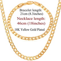 U7 Necklace Set Trendy Party Gold/Rose Color Cuban Link Chain Necklace Bracelet  - $25.92