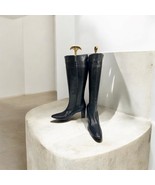 Bottega Veneta Black Leather Tall Boots Size 11 B Made in Italy - £112.42 GBP