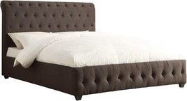 Tufted Queen Size Upholstered Bed, Dark Grey Fabric, Homelegance 5789N-1. - $548.98