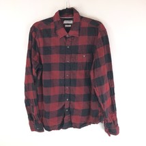 Noize Mens Button Down Long Sleeve Plaid Flannel Shirt Red Black M - £11.58 GBP