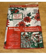 VINTAGE Kitchenmate Vinyl Christmas Poinsettia  Tablecloth Sealed 54x90” - $20.35 CAD