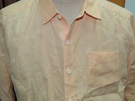 Men&#39;s LARGE Tommy Bahama Relax Long Sleeve Shirt 100% Linen ORANGE solid - £25.14 GBP
