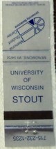 Matchbook Cover University Of Wisconsin Stout Menomonie Wisconsin - £1.12 GBP