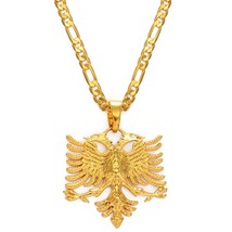 Anniyo Albania Eagle Pendant Necklaces for Men Women Silver Color/Gold Color Alb - £14.11 GBP