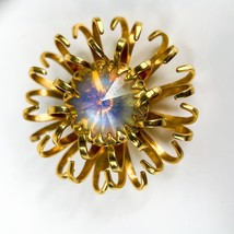 Vintage Sarah Coventry Gold-Tone Floral Brooch Iridescent Faux Opal Aste... - $14.84