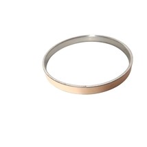 Vintage Cream Silver Tone Enamel Bangle Bracelet Womens Costume Jewelry - $14.55