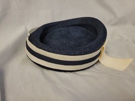 Vintage Navy &amp; White Sailor Styled Women&#39;s Hat - £7.40 GBP