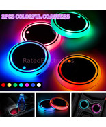 2 PCS Colorful Car Cup Holder LED USB Charging Mat Coaster Pad Changing ... - $264.80 MXN