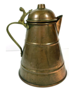 Copper Brass A-line Pitcher 6.25&quot; with Lid 3&quot; Across Top Vintage - $392.96 MXN