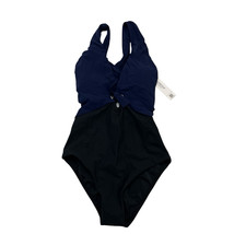 Amoressa Swimsuit Womens 10 Copernicus Halley Plunge One Piece Black Blu... - $46.46