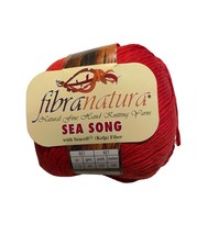 Fibra Natura Sea Song Cotton Seacell Worsted Yarn 40103 Red DL 6265 Fibr... - $5.99