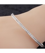 Sterling Silver Tacori Engraved Bangle w/ Row of Channel Set Princess Cu... - $2,861.00 MXN