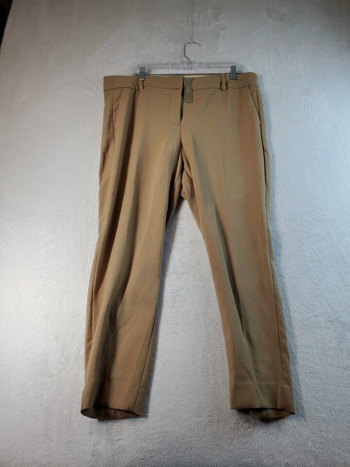 J.CREW Dress Pant Mens Size 16 Camel Polyester Slash Pockets Belt Loops Pull On - $22.09