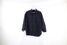 Vintage 50s Streetwear Mens Small Thrashed Wool CPO Button Shirt Jacket Blue USA - £63.08 GBP