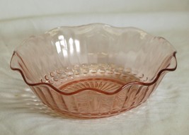Pink Bowl 1930&#39;s Depression Glass Wavy Ruffled Edge Anchor Hocking - £21.41 GBP