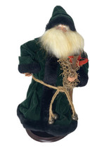 Vtg Santa Claus Figure resin Christmas Holiday Home Decor Table Top Green Velvet - £23.20 GBP