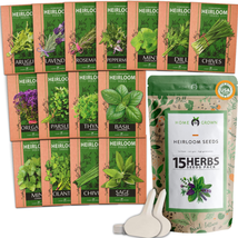 15 Culinary Herb Seed Vault - Heirloom and Non GMO - 4500 Plus Seeds for... - $12.23+