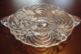 Glass Footed Cake Plate Silver Overlay Compatible With Antique Etched Flowers [G - £36.22 GBP