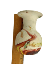 Pottery Unglazed Small Vase Colorful Marbled Swirls Signed 3 3/4&quot; Tall - $24.63