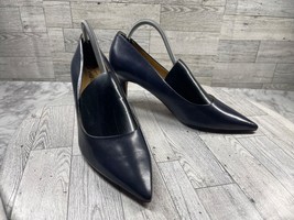 Trotters Heels Women 10M Signature Shoes Navy Blue Leather Pointed Toe Pumps - £21.26 GBP