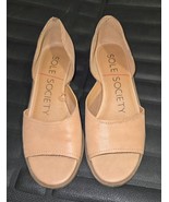 Sole Society Tan Leather Peep Toe Flats - $19.80