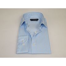 Men's Shirt ENZO PARK Turkey Soft Cotton Wrinkle Resistant Enzo9 Blue Stripe image 3