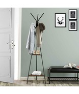 Modern Coat Rack with Matte Black Metal Frame and 2 Shelves - $2,612.10 MXN