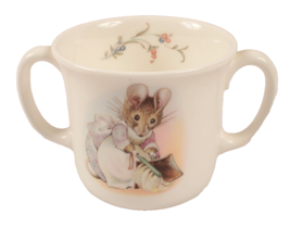 Beatrix Potter Child&#39;s Cup 1986 Hunca Munca Mouse Royal Albert 2 Handled Mug EUC - £7.46 GBP
