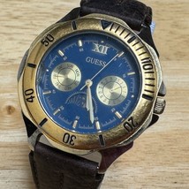 Vintage Guess Quartz Watch Men Moon Phase Dual Tone Rotating Bezel New Battery - $33.24