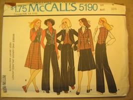 UNCUT Pattern 1976 McCALL Size 8 Misses DRESS Jacket SKIRT Pants 5190 [Z... - $5.58