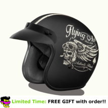 Daytona Flying Aces Skull 3/4 Open Face Cruiser Biker DOT Motorcycle Helmet - £54.68 GBP