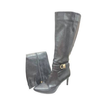 CALVIN KLEIN JEMAMINE $230 Black Vegan Leather Designer Tall Heel Boots 9.5 Item image 4