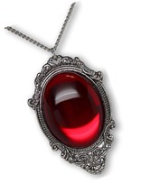 Blood Red Cabochon in Silver Finish Pewter Frame Pendant - $47.83