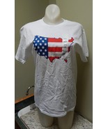 4th Of July T-Shirt Hybrid S/P/CH White USA Map Patriotic 100% Cotton 161L - $142.36 MXN