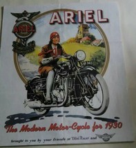 Vintage 1930 Ariel British Motorcycle Woman Domi Racer Catalog Poster 25.5 X 22 - £19.62 GBP