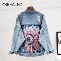 Women Denim Jacket Feminine Spring Autumn Boho Sequin  Appliques Embroidery Coat - £147.00 GBP