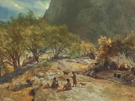 Mariposa Indian Encampment, Yosemite Valley, California by Albert Bierstadt - £31.08 GBP+