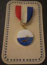 SWIMMING GOLDTONE MEDAL with Swimmers 1st PLACE - £3.50 GBP