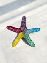 Multi-color Starfish Art Glass Paperweight Rainbow 4 Inches Beach Decor Gift - $19.26