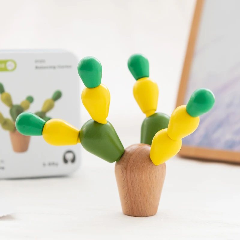 DIY Creative Wooden toy for Kids Balancing Cactus Building Blocks Playset for - £12.99 GBP