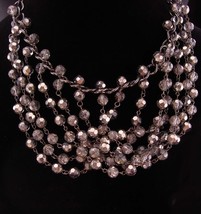 Edwardian glass Collar - Queens silver bead Necklace - wide 6 strand choker  - R - £90.43 GBP