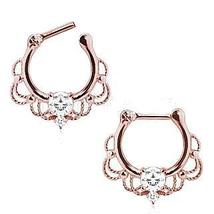 Rose Gold Plated 316L Stainless Steel Made For Royalty Ornate Septum Clicker - £11.74 GBP