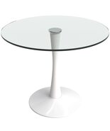 LeisureMod Bristol Mid-Century Modern Round Table with Glass Top and Iro... - €174,89 EUR