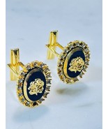 Mens Vintage FLOWER ROSE Faceted Crystal Art Glass CUFFLINK Costume Jewelry - $70.16 CAD