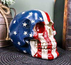 Ebros Patriotic US American Flag Star Spangled Banner Skull Figurine 5.5&quot;Long - £17.57 GBP