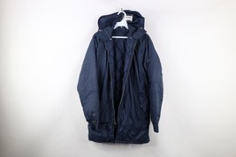Vtg 60s Streetwear Mens Large Thrashed Quilted Hooded Parka Jacket Blue ... - $34.60