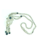 SAPPHIRE BLUE and CLEAR RHINESTONE Vintage Necklace with Dangles - GORGEOUS - £67.94 GBP