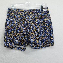 Gap Womens City  Shorts Size 0 Navy Blue Yellow Floral Flat Front Stretch - £13.97 GBP