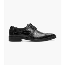 Stacy Adams Travato Wingtip Oxford Shoes Animal Print Leather Black 25737-001 image 3